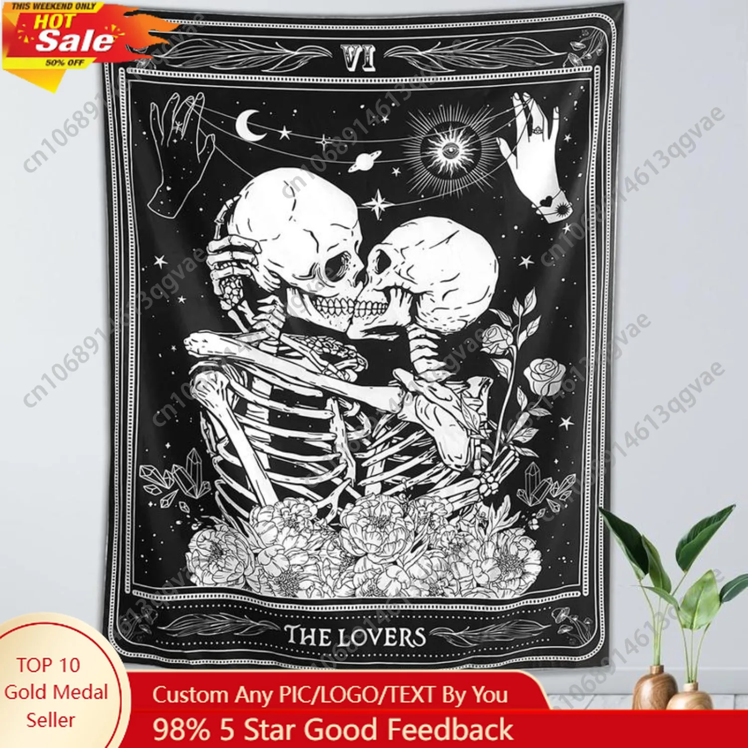 

The Lovers Skull Wall Tapestry Black and White Skeleton Tapestry Gothic Decor Witchy Tapestries Aesthetic Wall Custom Decoration