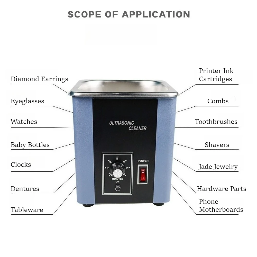 D68H Ultrasonic Cleaner, Stainless Steel Tank Cleaning Machine, One-Touch Control for Jewelry Small Parts