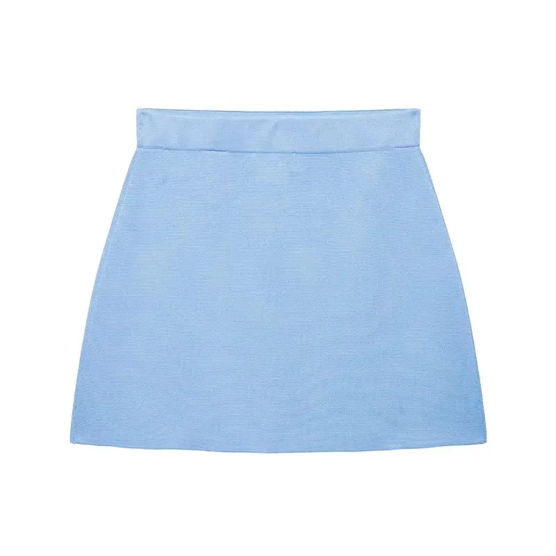 Summer Casual Fashion Knitted V-Neck Short-Sleeved Top with Pocket And Slim Skirt Set Thread Stitching Suit for Vacation