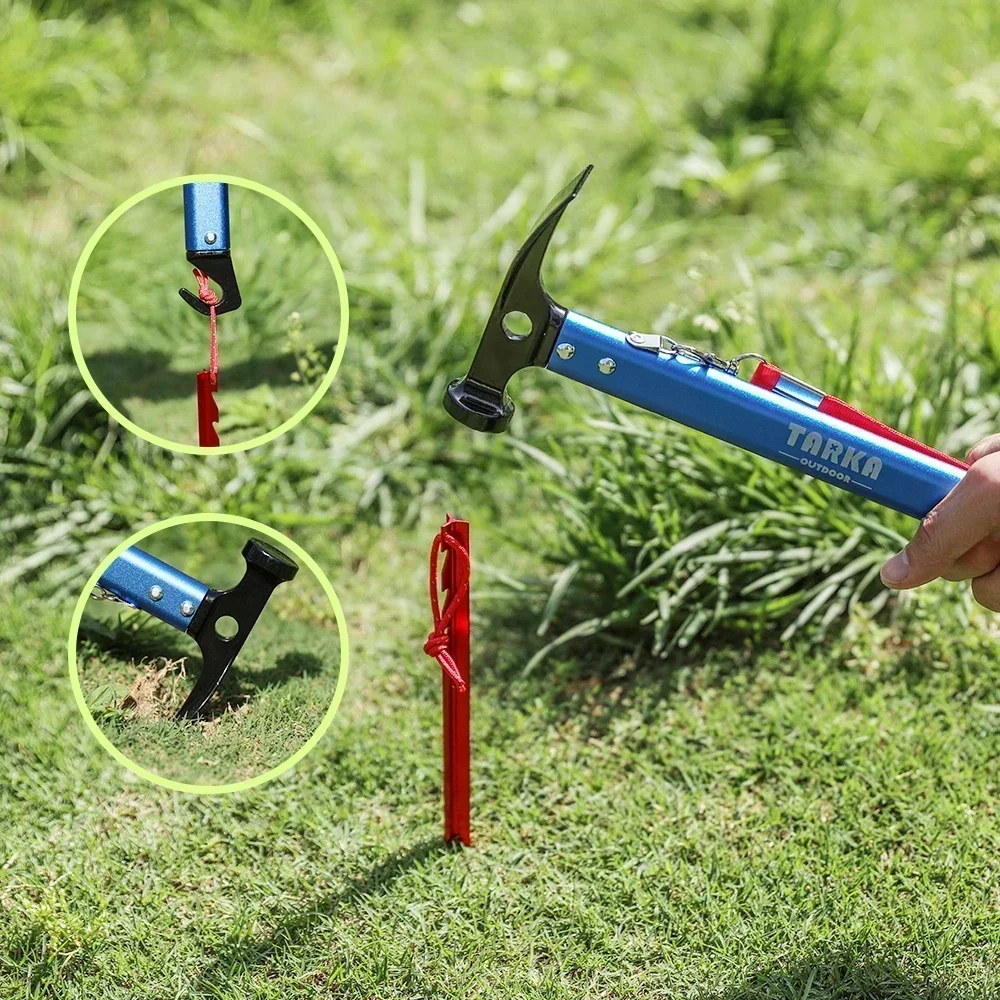 TARKA Camping Hammer Tent Pegs Set Lightweight Hammers Trap Tent Stakes Camping Tent Hammer Nails Outdoor Gadget Accessories