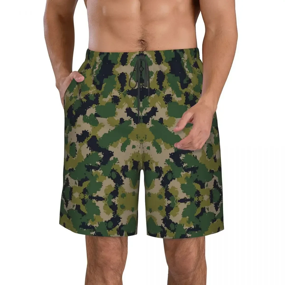Splintertarn German WW2 Camouflage Army Military Camo Trunks Beach Board Shorts Casual Quick Dry Swim Summer Men Pants