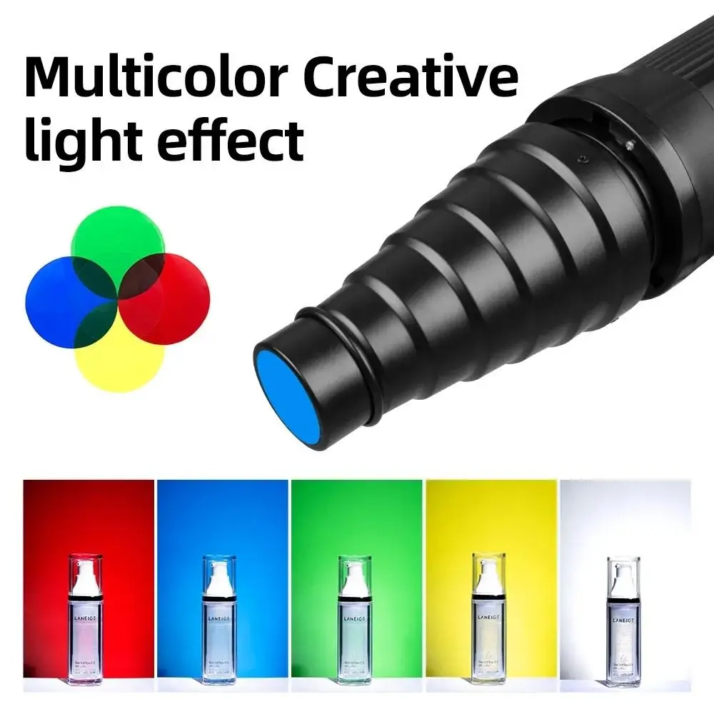 Kit Filter Warna Snoot Kerucut Kisi Sarang Lebah Profesional Flash Mount Snoot Logam Ringan Fotografi Flash Snoot