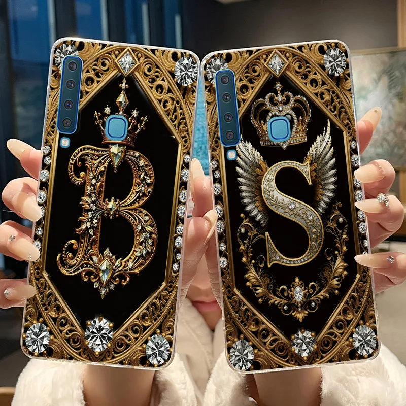 Cover For Samsung Galaxy A9 (2018) SM-A920F New Fashion Retro Initial Letter Couple Phone Case Transparent Soft Silicone Casing