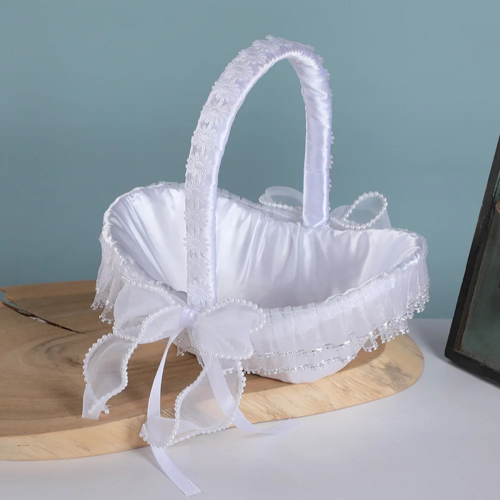 

DIY свадебный цветок девушка ручная корзина для цветов корзина с фруктами свадебные принадлежности кружевные цветы портативная корзина для хранения украшения