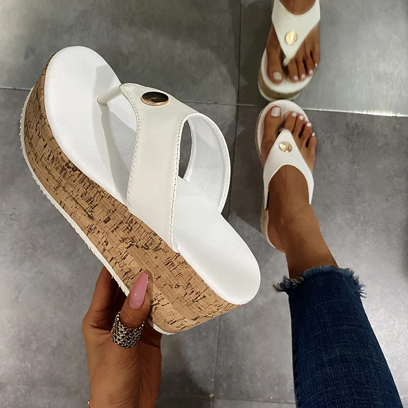 

New Women Wedges Sandals Summer Casual Muffin Slip on Platform Flip Flops Ladies Sandals Party Peep Toe Sandals