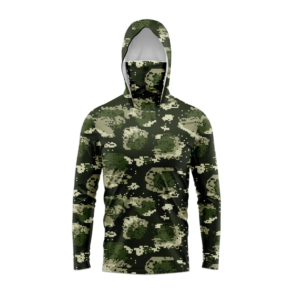 Men Hood Fishing Shirt long sleeve fishing t shirt uv protection Fishing Apparel view 3