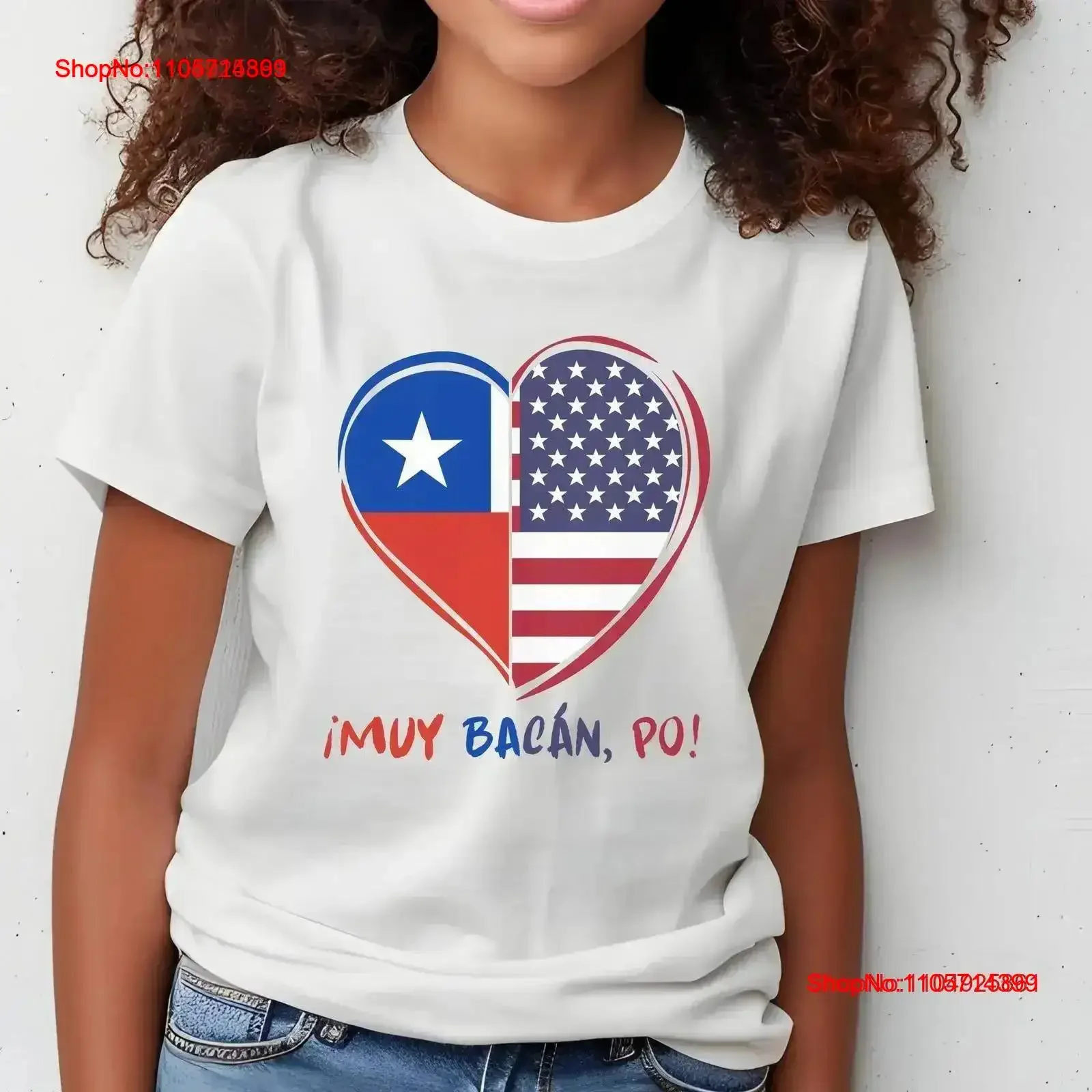 Chilean American Heart T Shirt for US Citizens Muy Bacán Po Flag New Chile USA Love vintage Washed Comfortable Stretched