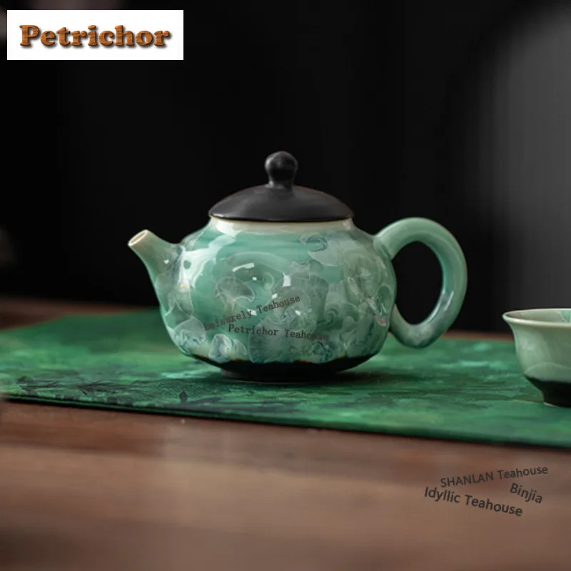 Tetera esmaltada de cristal con flor de hielo Fambe, horno de 200ML, tetera para infusión de té de Boutique, tetera para remojo de té con agujero de bola, adornos para juego de té