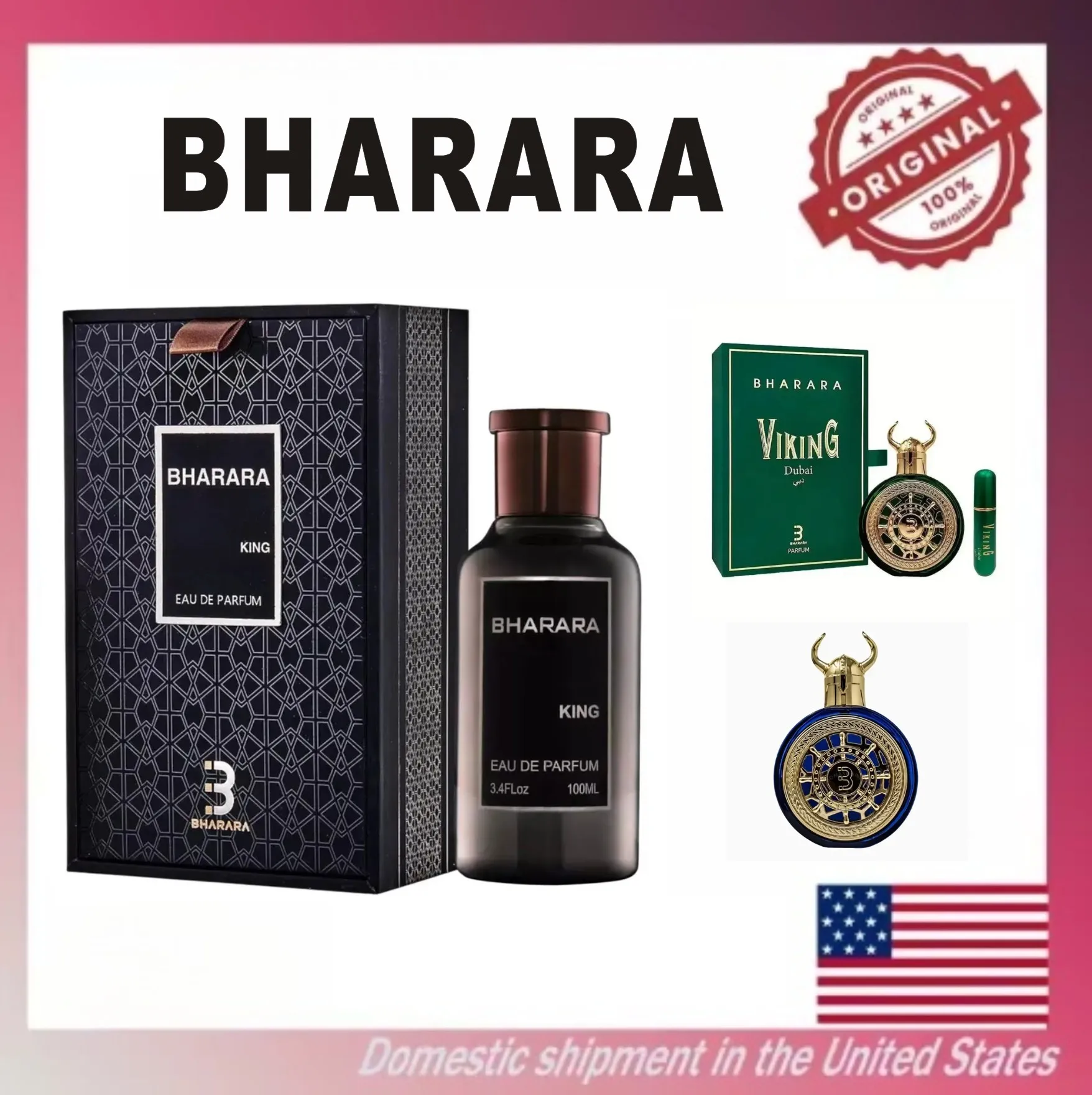 Bharara King Men's Eau de Parfum 3.4oz (100ml) - عطر منعش للحمضيات والمسك يدوم طويلاً وخالي من الفورمالديهايد، يوميًا #1