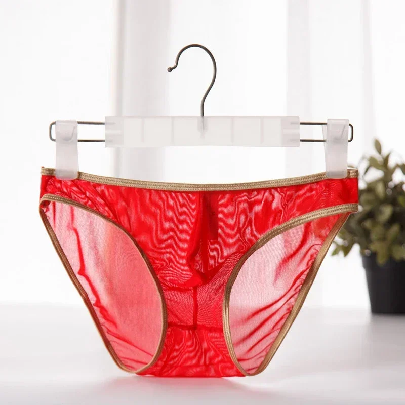 1pc Men's Sexy Ultra Thin Briefs Soft Mesh See Through U-Convex Pouch Panties Underwear Male Underpants Lingerie