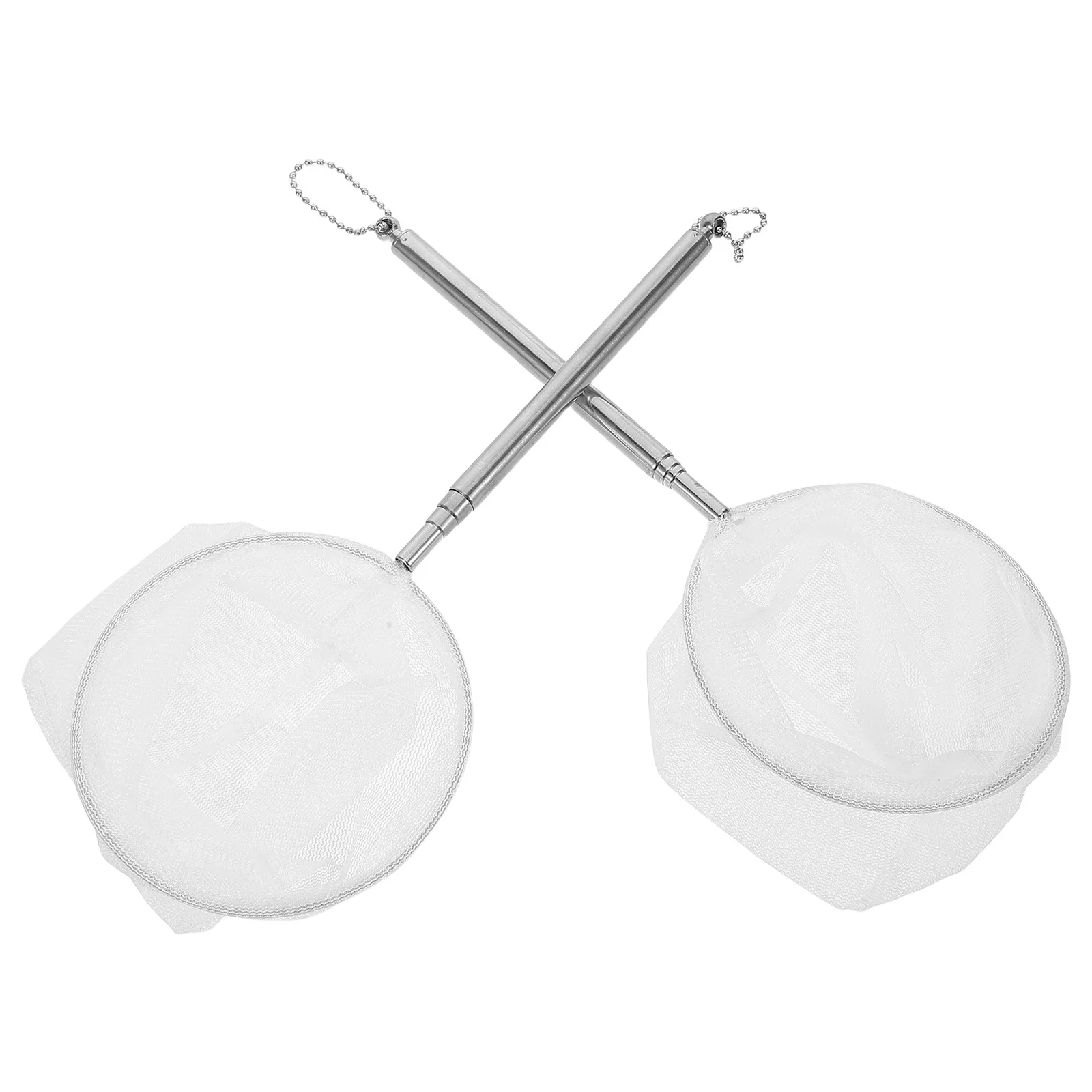 2 قطعة شبكة صيد تلسكوبية من الفولاذ المقاوم للصدأ قابلة للتمديد شبكة دقيقة لبركة حوض السمك المحمولة صيد الأسماك قابل للسحب باليد