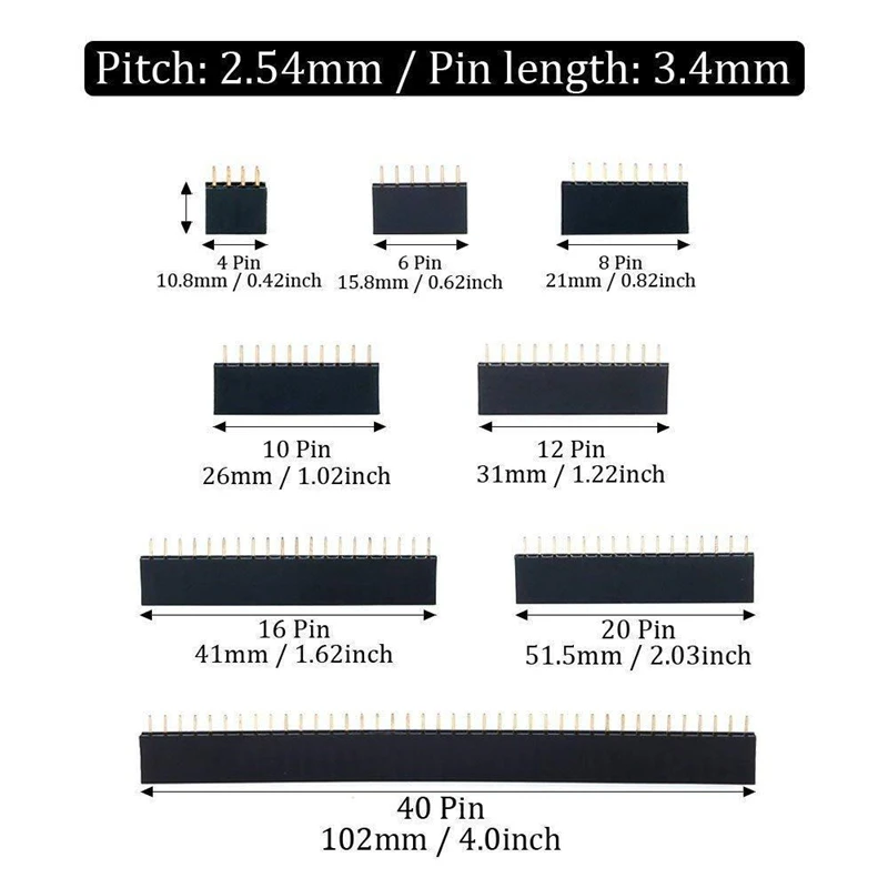 Imagem -02 - Single Row Fêmea Box Pcb Board Combination Kit Pin Socket Connector 2.54 mm Tipos 120 Pcs