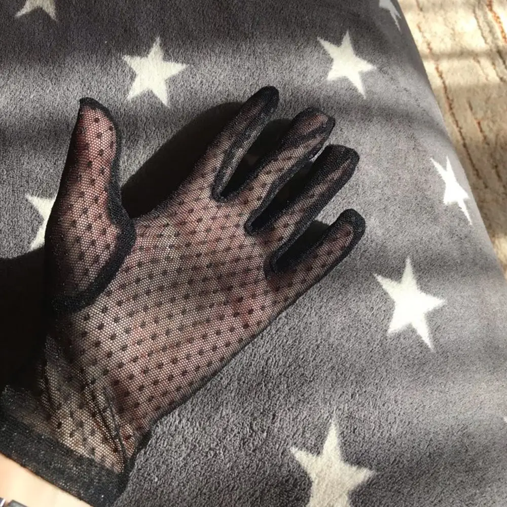 Sunscreen Anti Uv Lace Mesh Lattice Sexy Finger gloves Short Gloves Driving Gloves Women Gloves