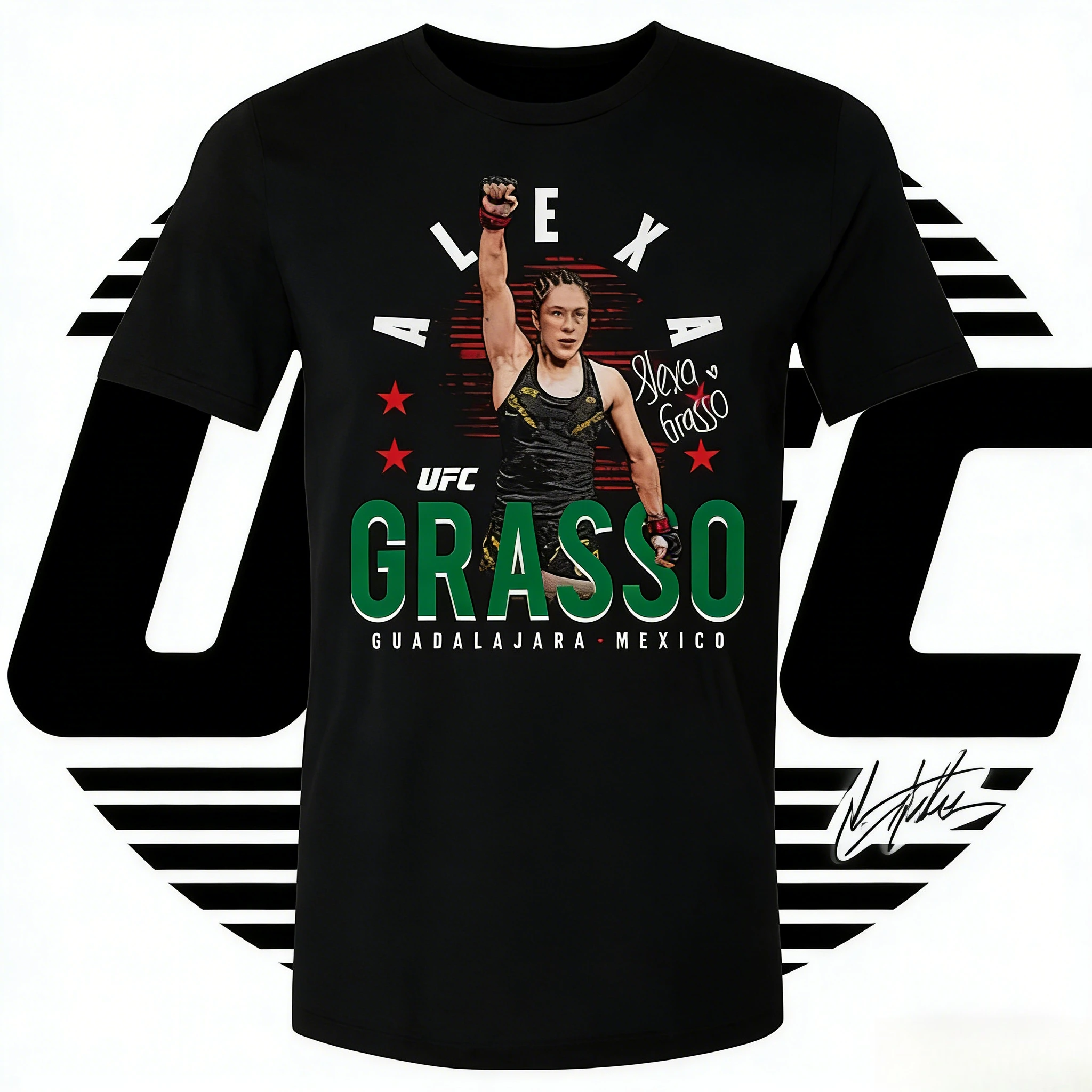 

UFC Champion Alexa Grasso's 2026, летняя свободная повседневная футболка из 100% чистого хлопка большого размера, подходит для мужчин и женщин