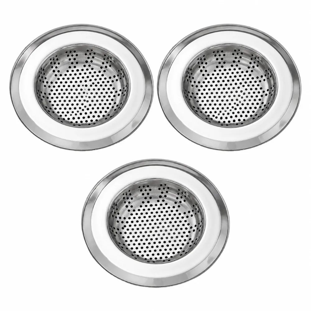 3 Pack Stainless Steel Sink Strainer Wide Edge 4.45 Inch Diameter Kitchen Sink Strainer Sink Drain Strainer Dishwashing