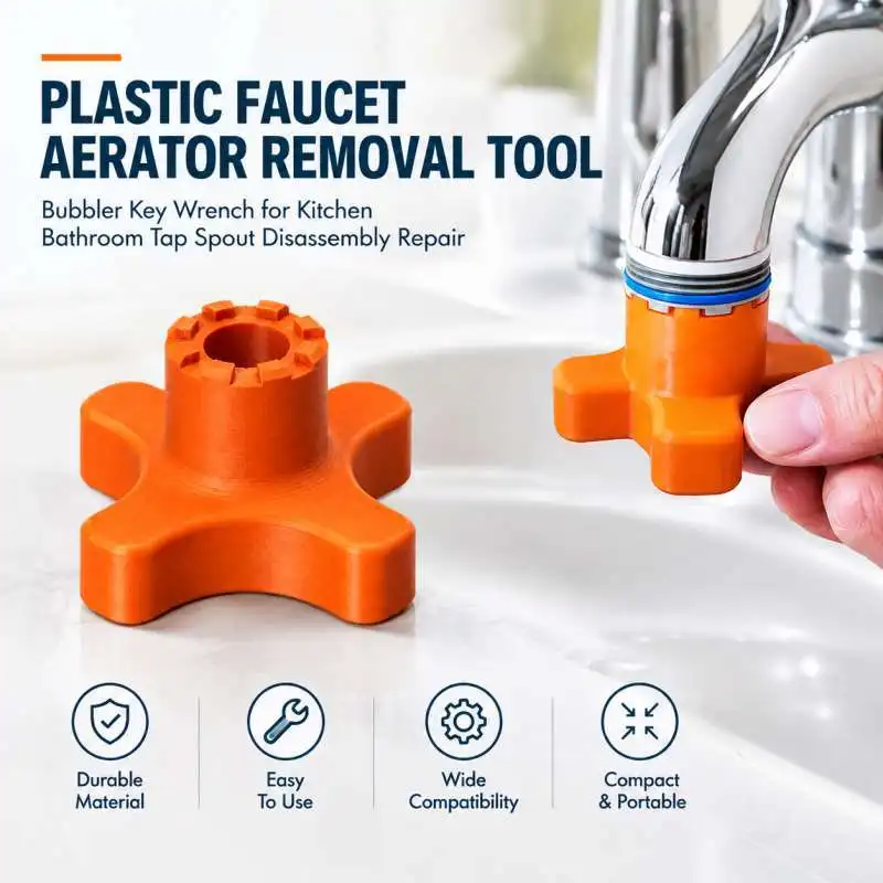Plastic Faucet Aerator Removal Tool Bubbler Key Wrench for Kitchen Bathroom Tap Spout Disassembly Repair