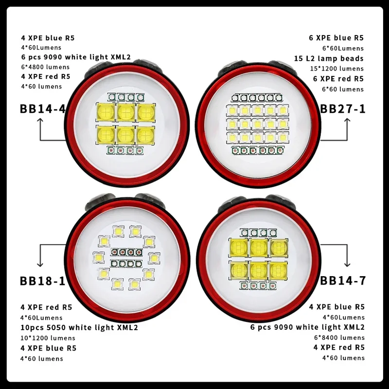 Luz LED subacuática profesional para fotografía, lámpara de resaltado de 20000 lúmenes, linterna de buceo de 100M, antorcha impermeable para cámara