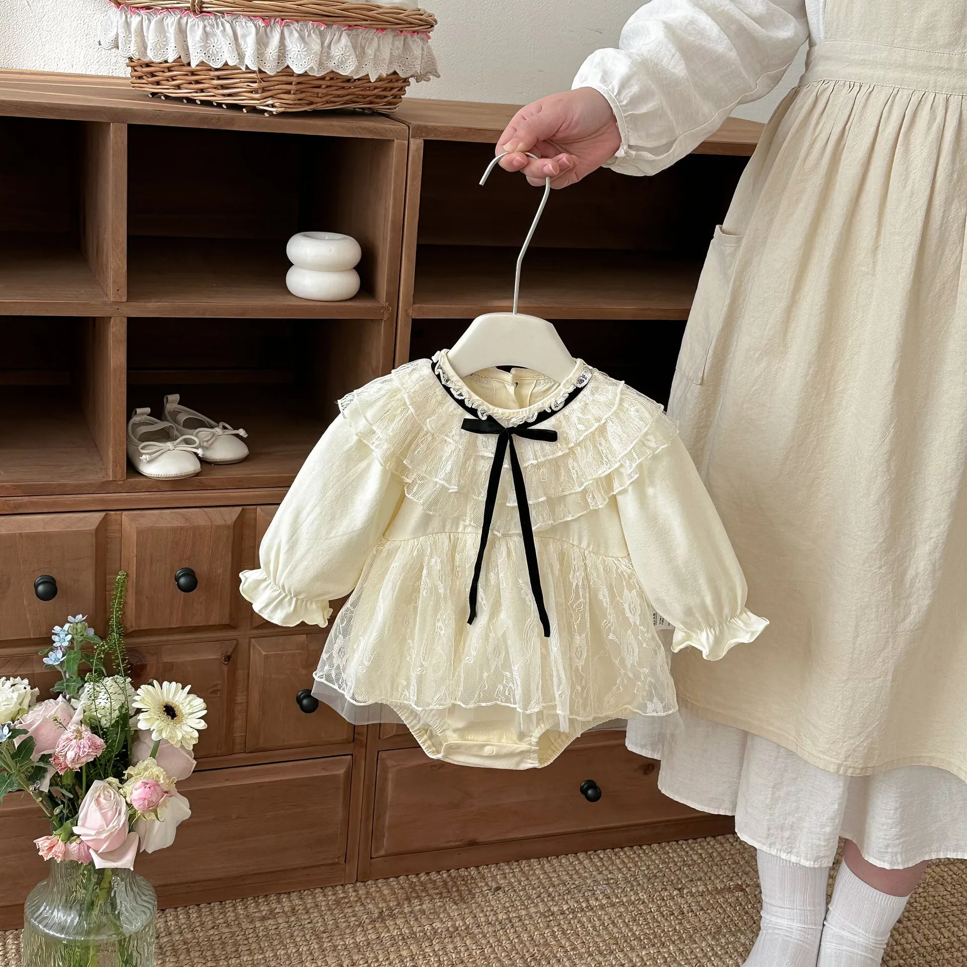 Baby Clothes for 2026 Spring Girl Baby Jumpsuit Lace Skirt Princess One Pure Cotton Solid Color Kids Rompers