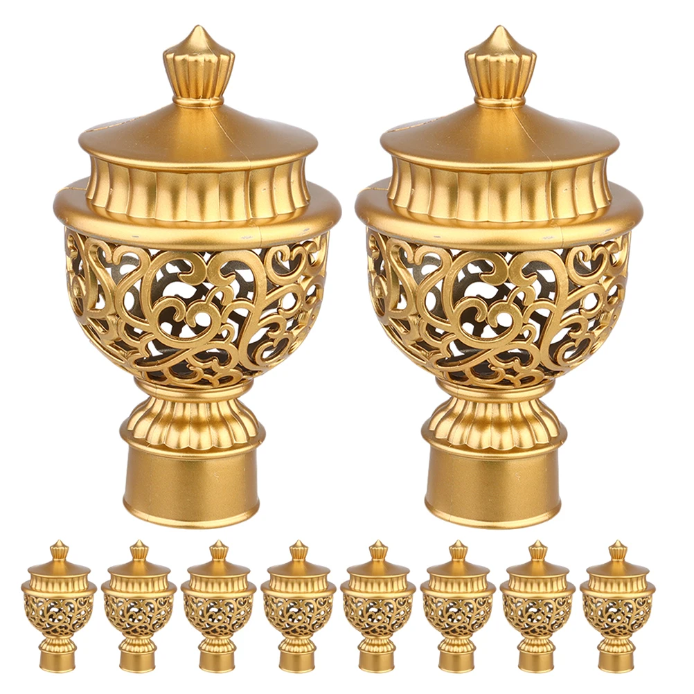 

10pcs European Style Curtain Finials Decorative Drape Rod Ends High Strength Iron Cap For Home Living Room Bedroom Curtain Pole