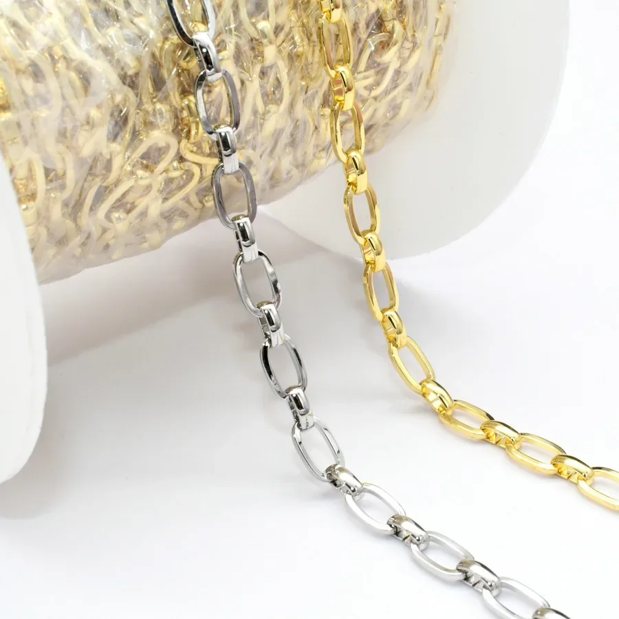 5meters High Quality Accessories Findings Gold Platinum Color Plating Rectangle Shape DIY Brass Chains For Necklace Making