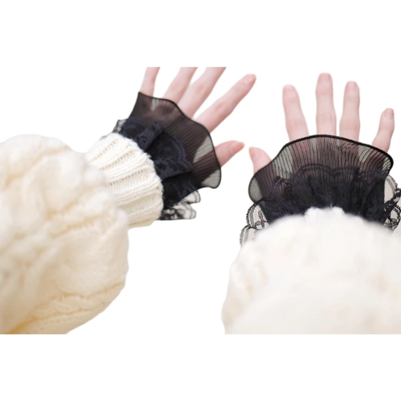 Wrist Cuffs for For Shirt Sweater False Sleeve Ornament Flared Ruffled Cuffs