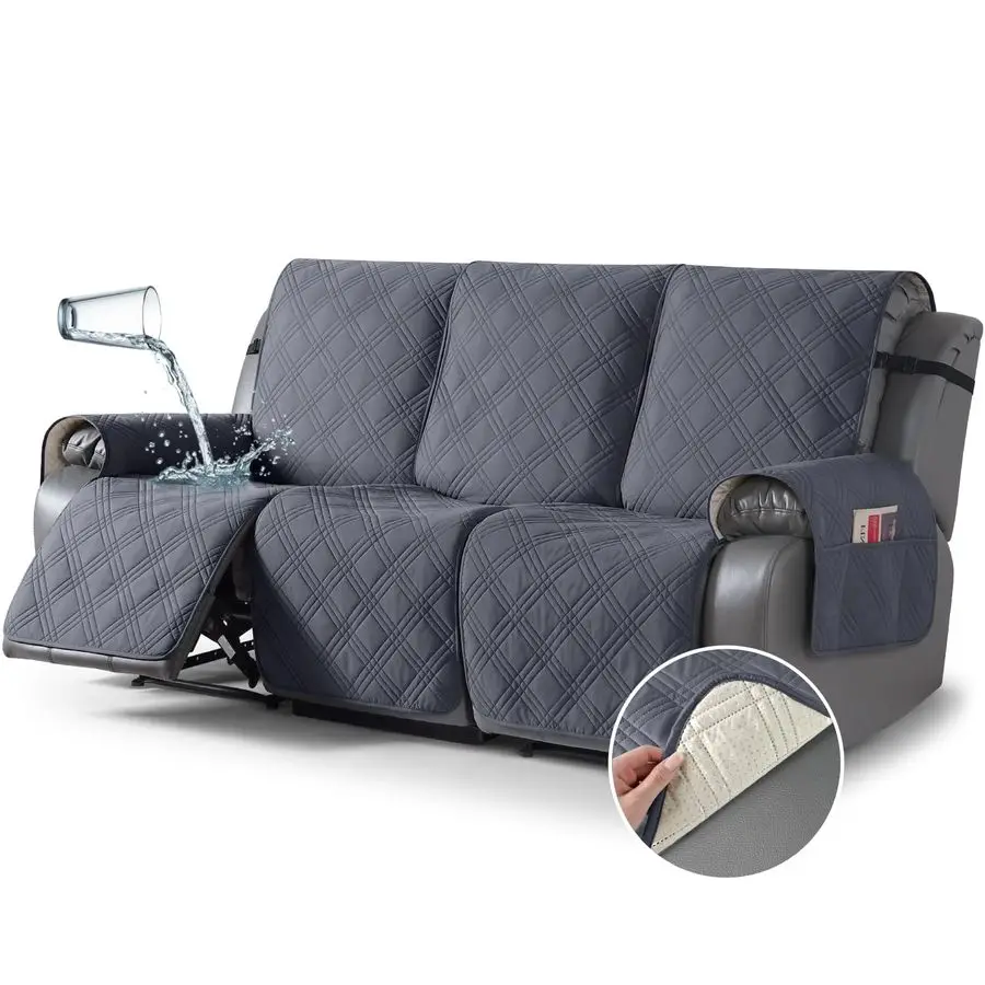 

Waterproof Recliner Sofa Cover Couch Cover for Reclining Couch 3 Seat NonSlip Split Sofa Slipcover 3Pieces with Straps, Washable