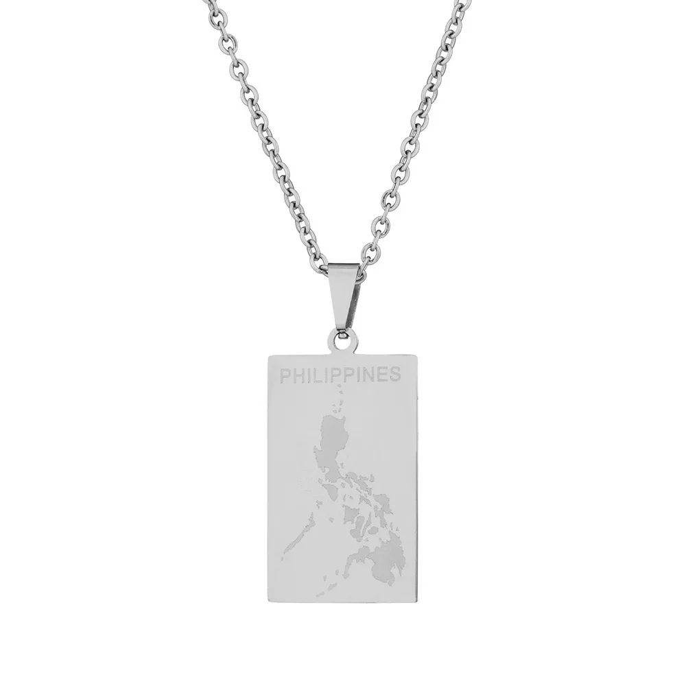 Halskette mit Anhänger mit philippinischer Karte, Flagge, für Damen und Herren, Geschenk, Edelstahl, Schmuckzubehör – Detail 5