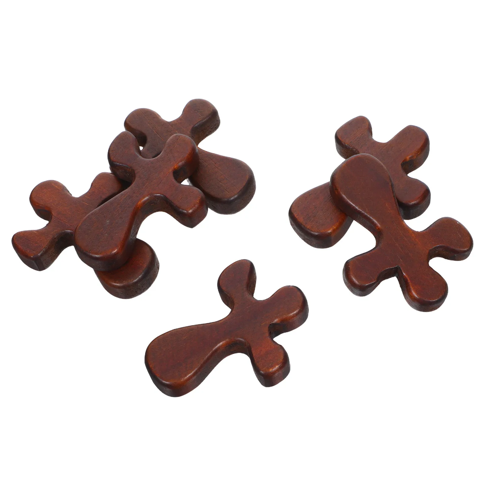 6Pcs Small Wooden Cross Set Handheld Prayer Cross for Christian Catholic Worship Meditation Reflection Portable Rustic Wall