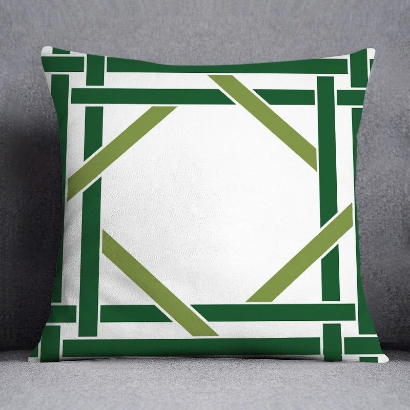 Green plants geometric pattern pillowcase sofa cushion living room bedroom pillow cover home fabric decoration