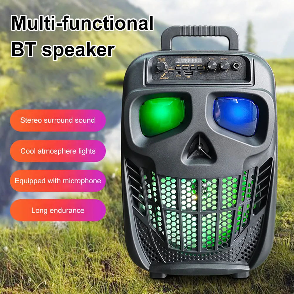 

Беспроводная портативная колонка Skull с Bluetooth 5.0, караоке-машина, звуковая система для вечеринок, подарок на Хэллоуин, Рождество, домашние вечеринки, дни рождения