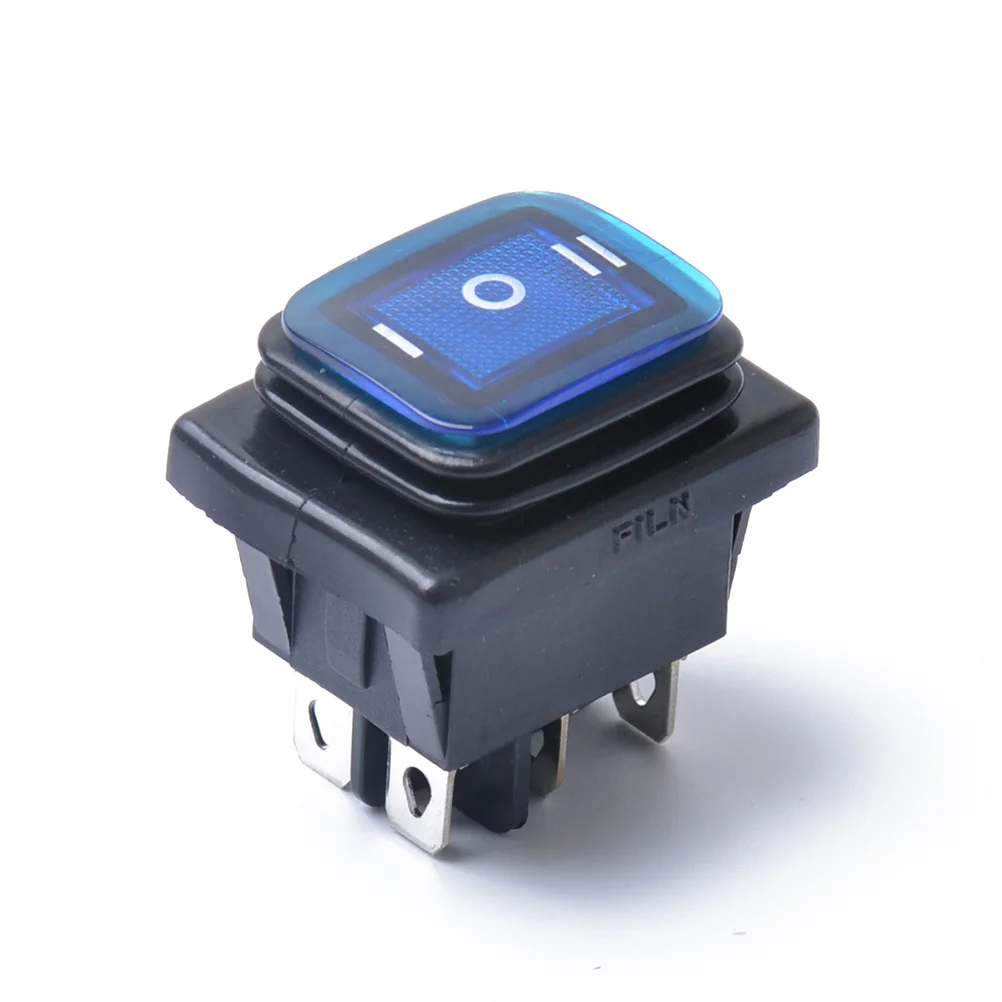 

6 Pin 12V Dc Waterproof Round Rocker Switch Blue LED Latching on-Off-on Easy Installation Durable Dust Proof Low Pressure Water