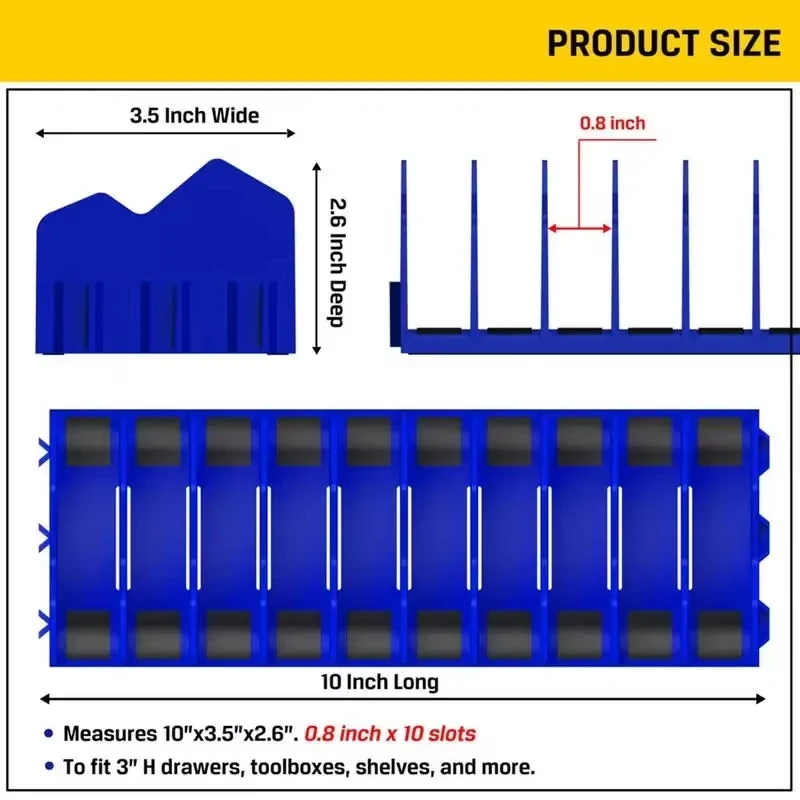 10 Slots Plier Organizer Rack, Divider Pliers Storage Rack, Space Saving, Non-Slip Rubber Base, for Cutters Hammers Wrenchs Hand