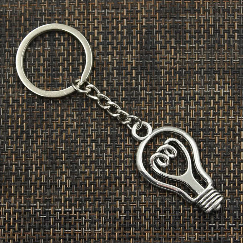 Fashion Lightbulb Bulb 46x24mm Pendant 30mm Key Ring Chain Bronze Silver Color Men Car Gift Souvenirs Keychain Dropshipping