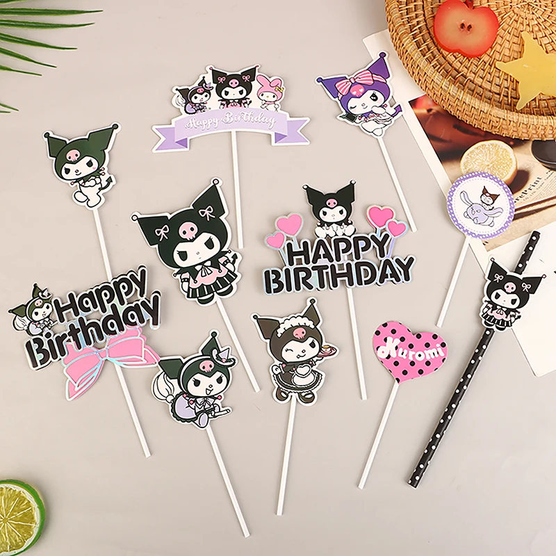 

Kawaii Kuromi Cake Dessert Topper Decor Cute Cartoon Cupcake Decorations Children Birthday Party Ornament Gifts