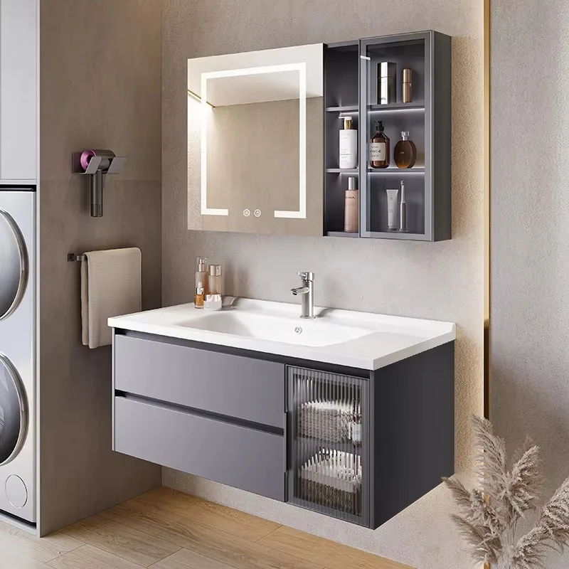 مرآة الإضاءة خزانة حمام تخزين فندق فاخر المرحاض خزانة حمام الغرور الحمام الدولاب Salle De Bain الأثاث