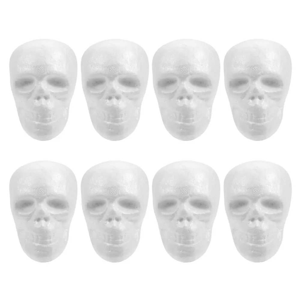 

8Pcs Halloween Foam Skull White Paintable Blanks Lightweight Polystyrene DIY Indoor Outdoor Decor Skull Decor for Halloween