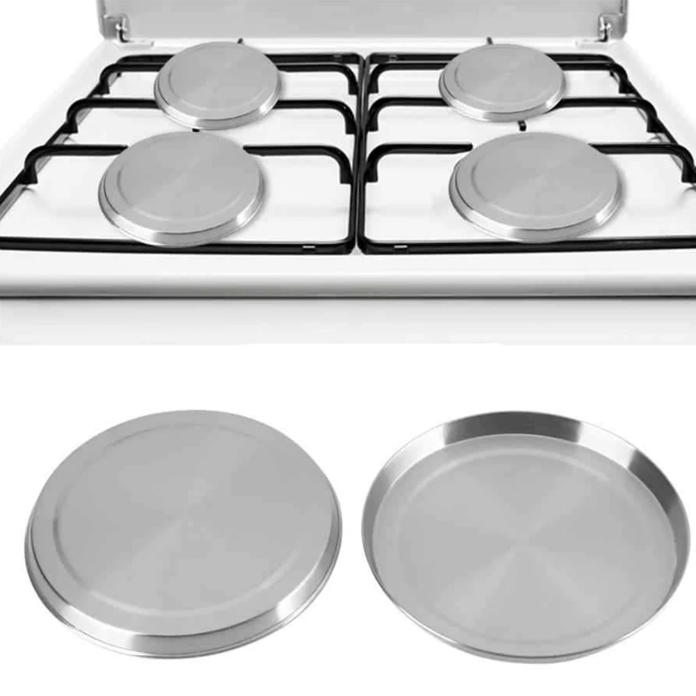 

4PCS Stainless Steel Stove Burner Covers Round Silver Reusable Kitchen Gas Furnace Liner Easy Clean Protect Dust