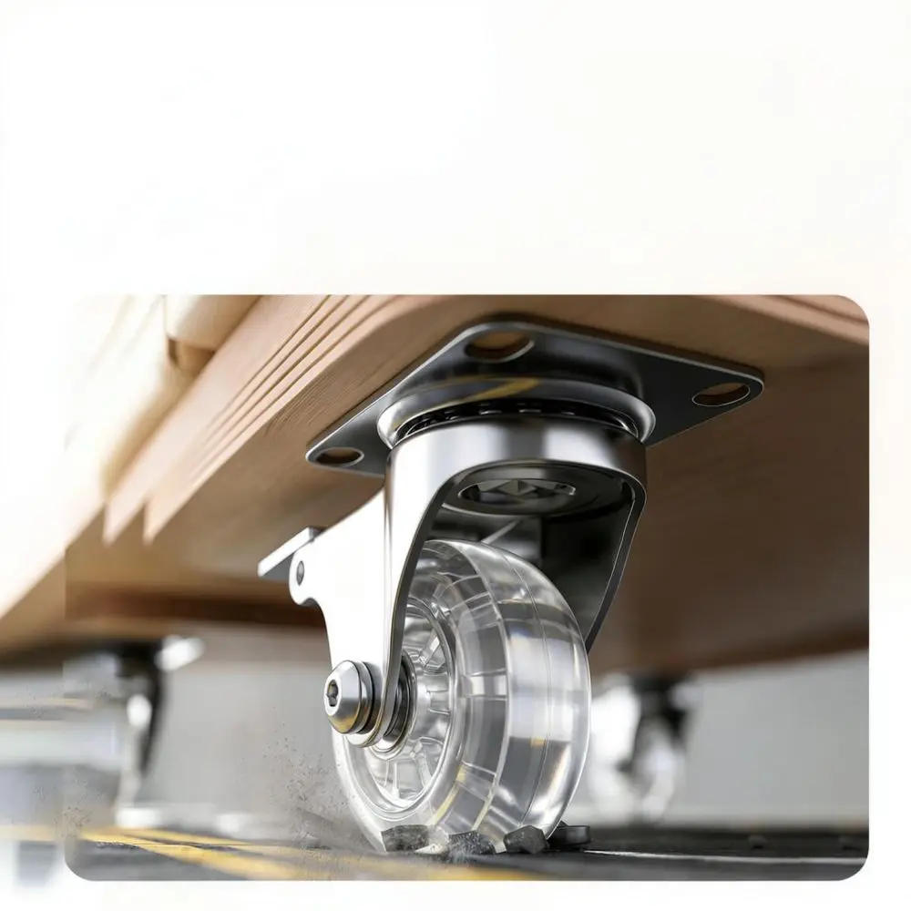 1.5 Inch Transparent Swivel Caster With Brake Silent Mute Furniture Roller For Household Office Cart Equipment Mobility