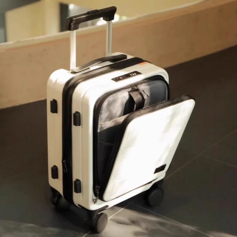 14-inch Lightweight Carry-on Luggage for Men & Women, Front Openable Expandable Password Trolley Case