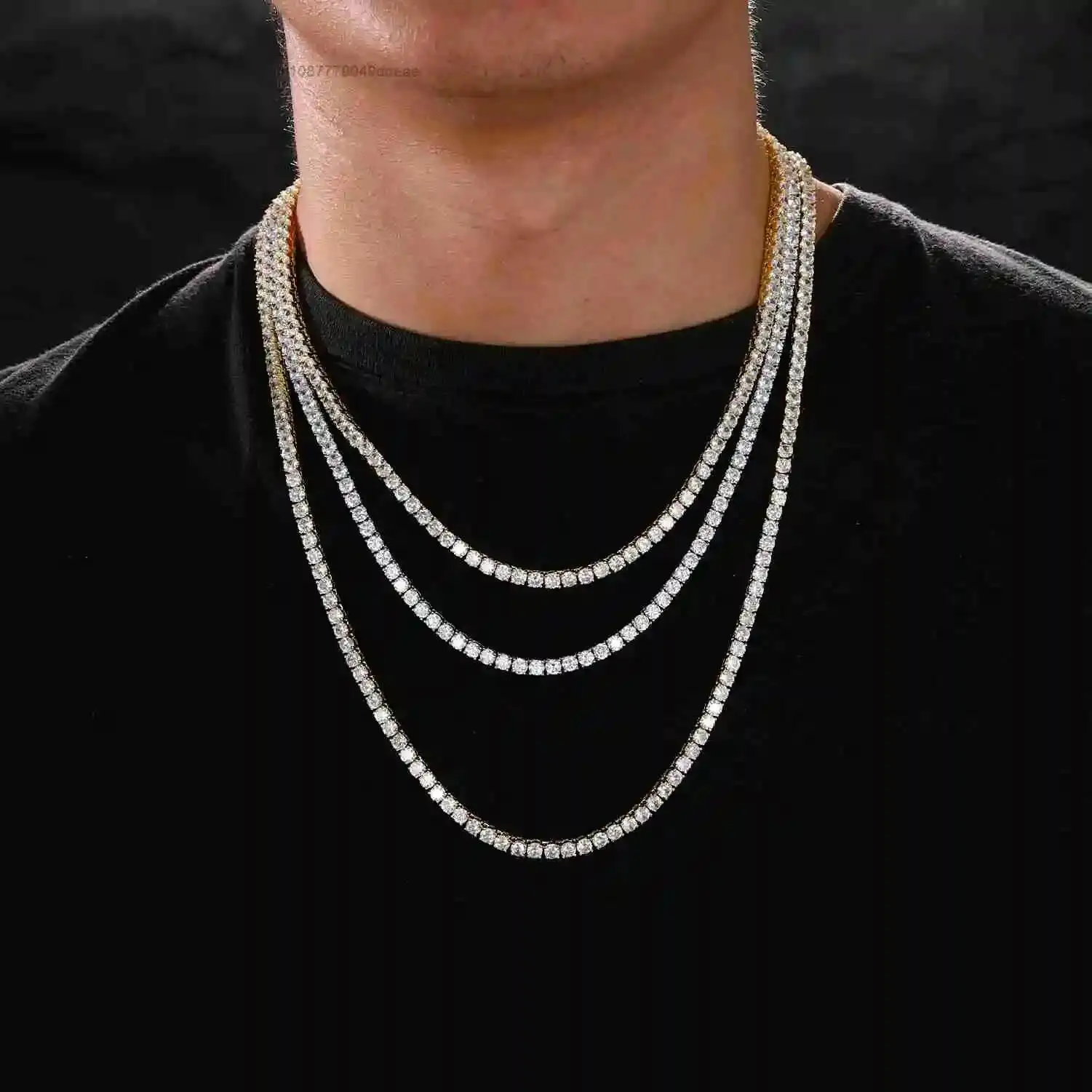 S925 necklace Moissanite Fashionable Men Women Jewelry Wholesale White Gold 3mm-5mm Brass Micro Paved 5A Moissanite Diamond C