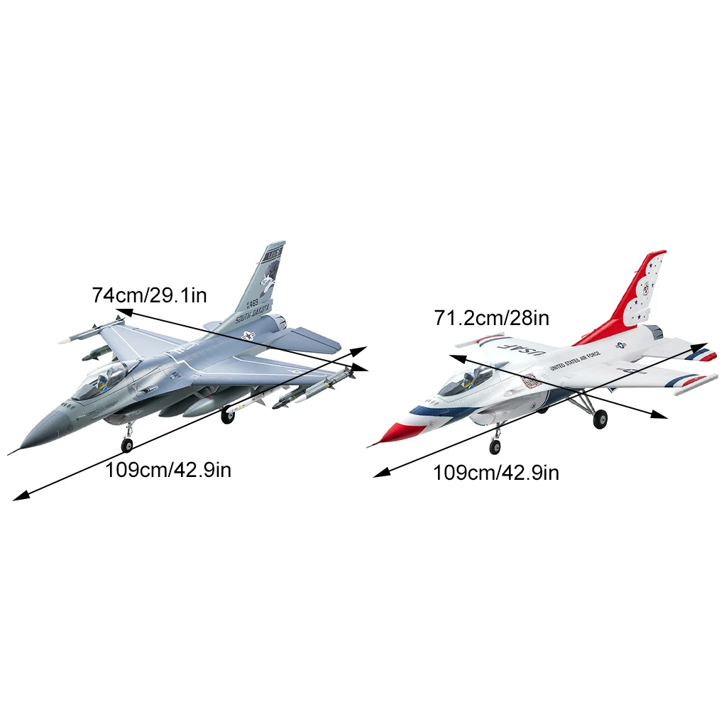 Fms RC Simulation Aircraft Fixed Wing Fighter Outdoor Foam Assembly 64mm F-16 Pnp Version Remote Control Adult Toy Pnp Version