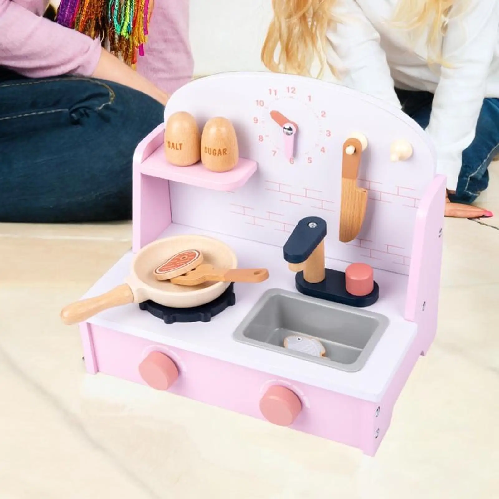 Kitchen Playset ของเล่นทําอาหารเตาตั้งพื้นสําหรับร้านอาหารบทบาทเล่นตุ๊กตา