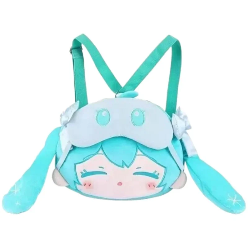 Hatsune Miku Plush Crossbody Backpack Dual Carry Sleepy Eye Mask Soft Fluffy Bag for Daily Use Fans Gift Collection Girl