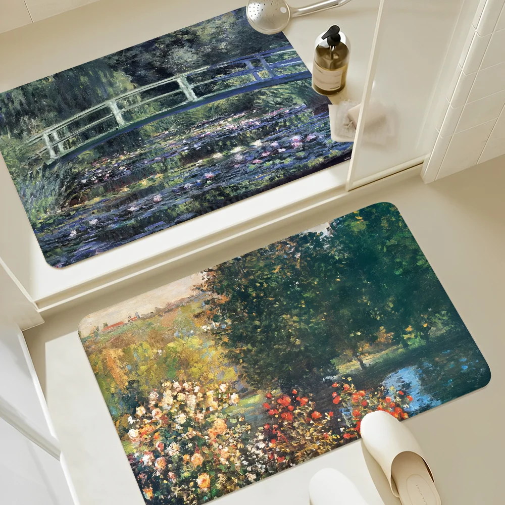 

Claude Monet Door Mat Nordic Style Bedroom Living Room Doormat Home Balcony Anti-Slip Alfombra