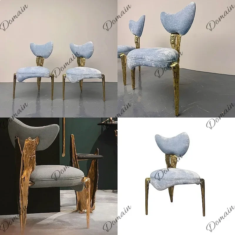 BJ Italian Luxury Design Pure Copper Dining Chair Modern Leisure Accent Chair Home Villa Living Room