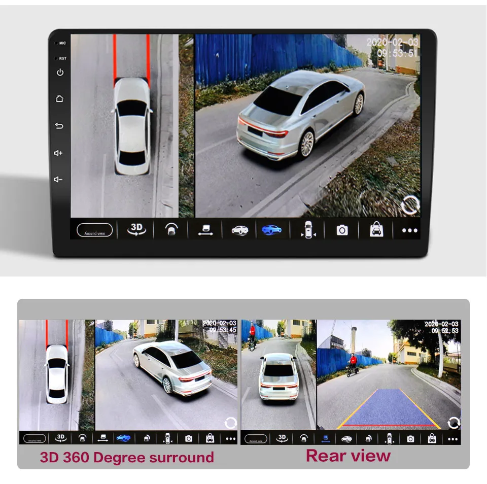3D AHD 1080P 720P Autokamera 360° Panorama-Rundumansicht Rechts+Links+Vorne+Hinten Kamerasystem für Android Auto Radio – Detail 3