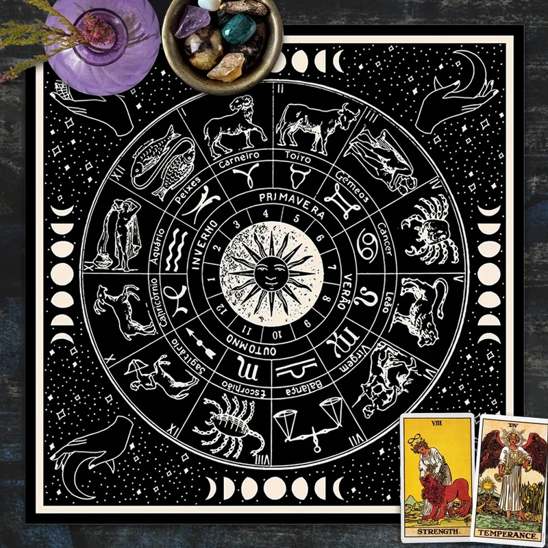 Sun Moon Phases Tarot Altar Decoration Witchcraft   Mat  Tablecloth Zodiac Astrological  Butarot