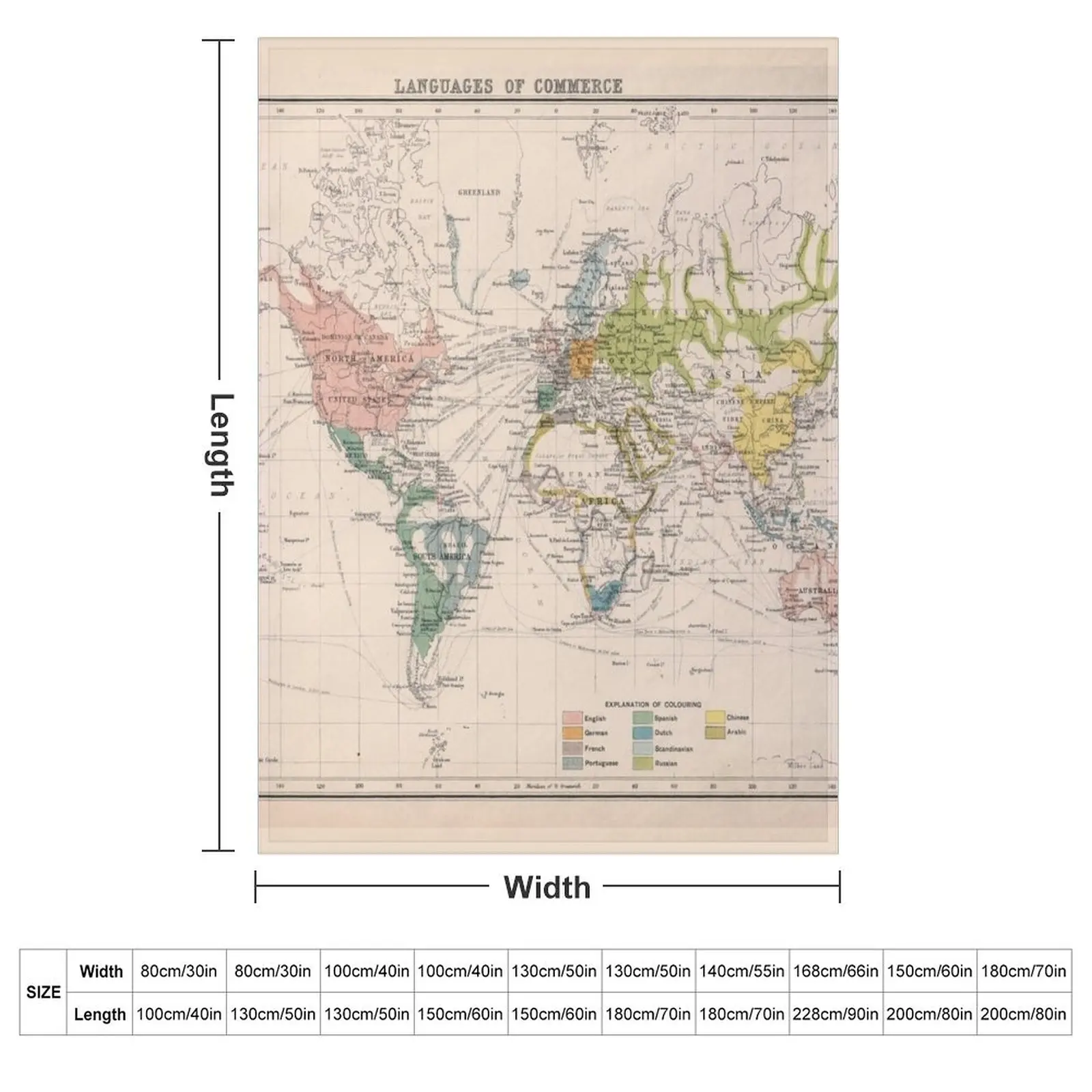 Old World Language Map (1907) Vintage Global Linguistic Atlas Throw Blanket couch cozy soft plush fuzzy picnic outdoor blanket