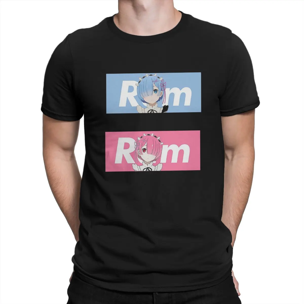 Humor Rem and Ram Pack Classic T-Shirts Men Round Collar T Shirts ReZERO Starting Life In Another World Short Sleeve Tees Gift