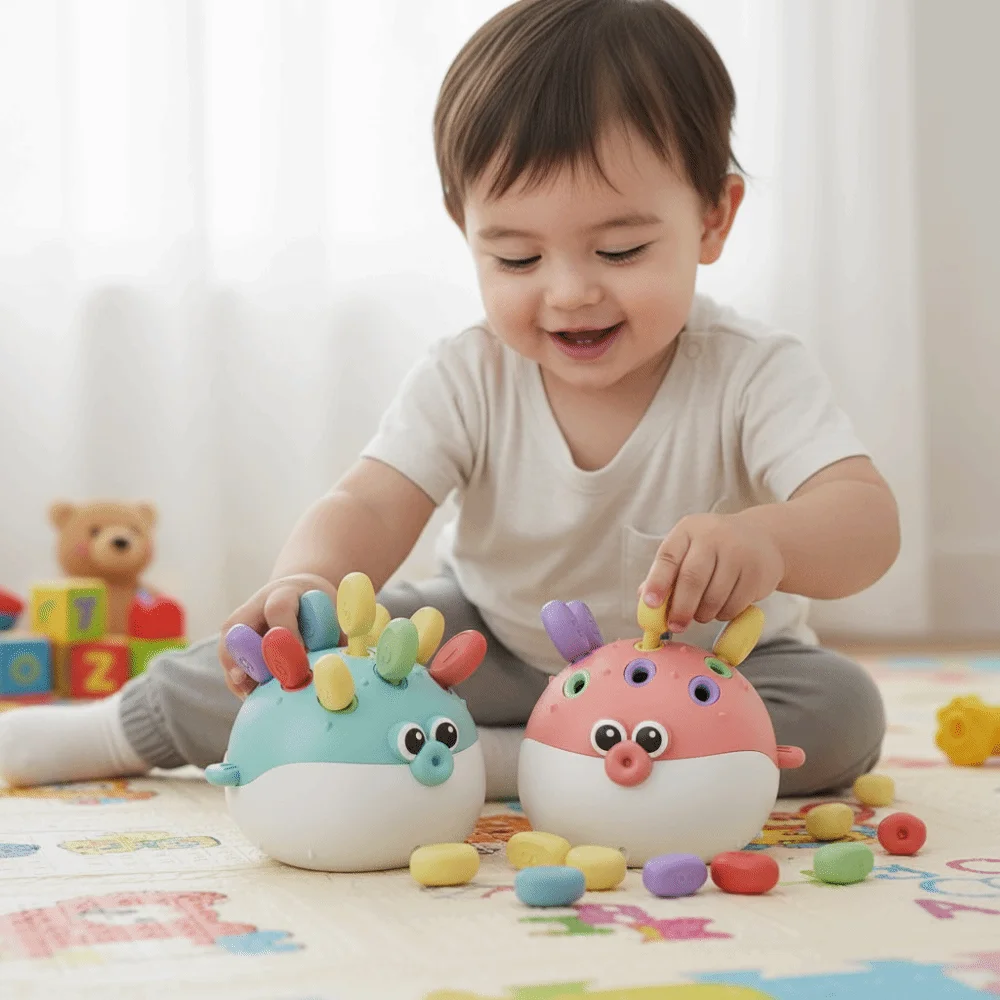 Plastic Focused Training Puzzle Toys Insertion Montessori Pufferfish Children's Toys Color Enlightenment Learning